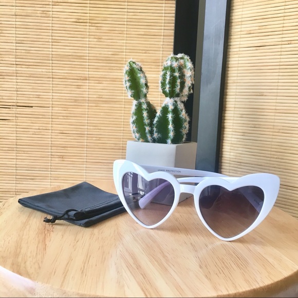 White Heart Shaped Sunglasses - Picture 2 of 8